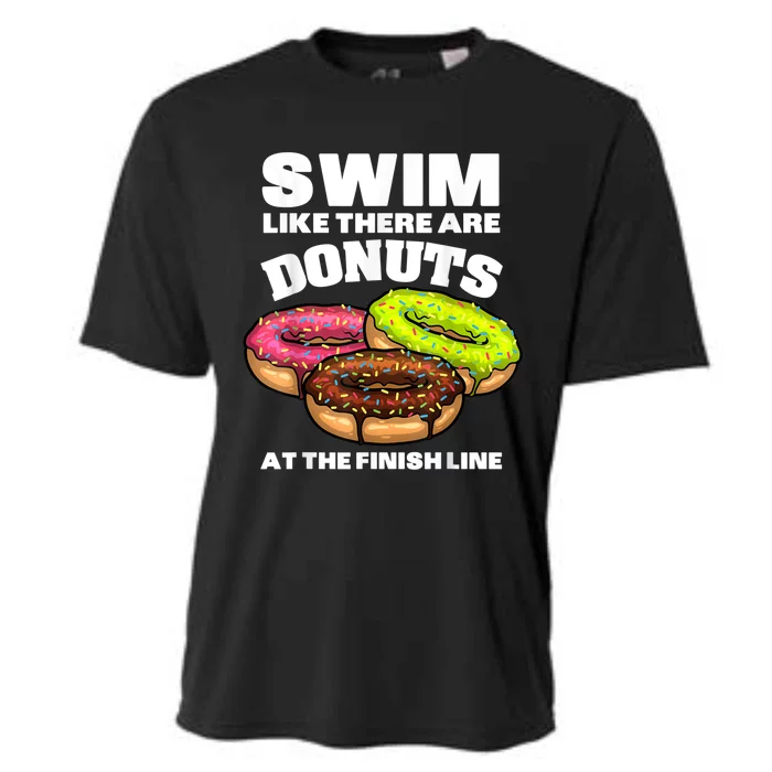 Funny Gift For Swimming Donut Design Men Women Swimmer Sports Athlete Cooling Performance Crew T-Shirt