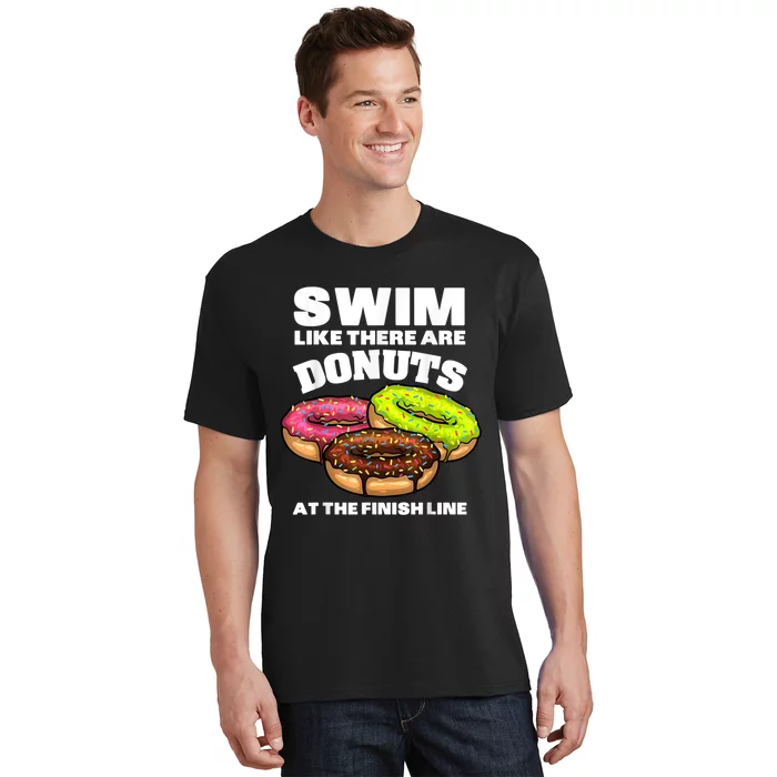 Funny Gift For Swimming Donut Design Men Women Swimmer Sports Athlete T-Shirt