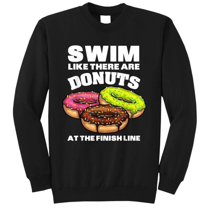 Funny Gift For Swimming Donut Design Men Women Swimmer Sports Athlete Tall Sweatshirt