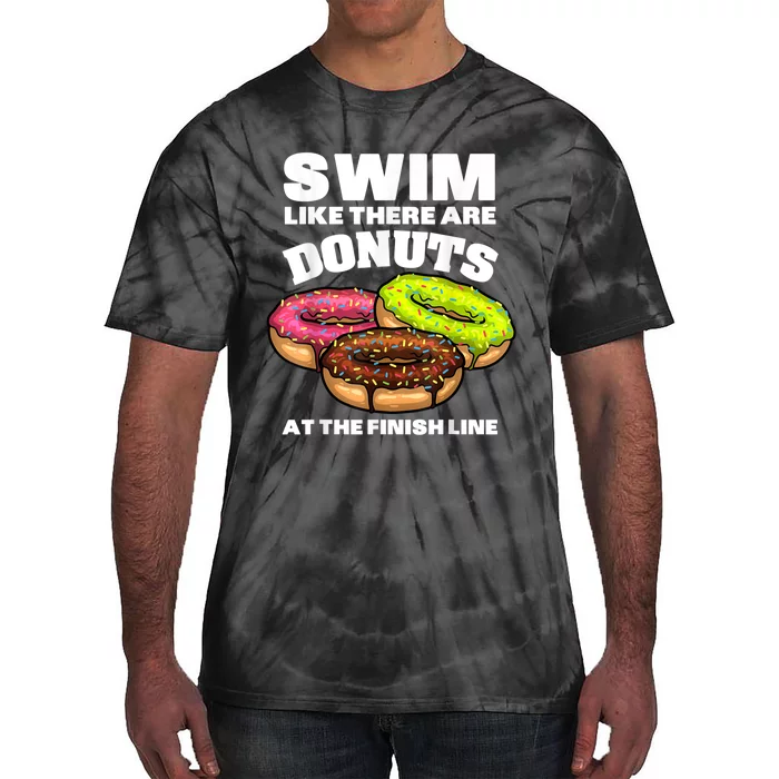 Funny Gift For Swimming Donut Design Men Women Swimmer Sports Athlete Tie-Dye T-Shirt