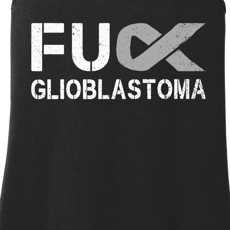 Fuck Glioblastoma Fu Cancer Awareness Ribbon Warrior Fighter Ladies Essential Tank