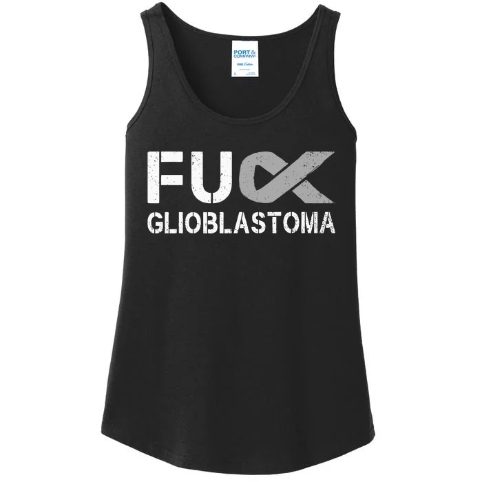 Fuck Glioblastoma Fu Cancer Awareness Ribbon Warrior Fighter Ladies Essential Tank