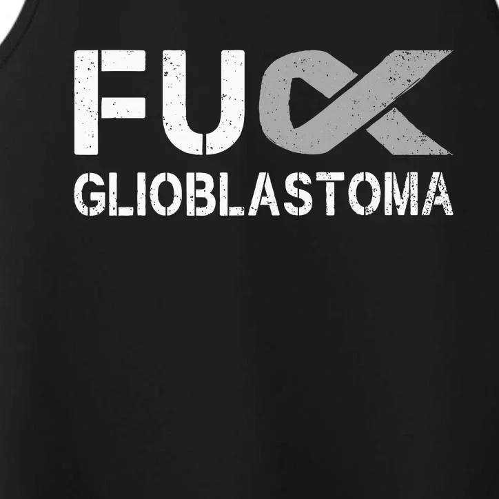 Fuck Glioblastoma Fu Cancer Awareness Ribbon Warrior Fighter Performance Tank