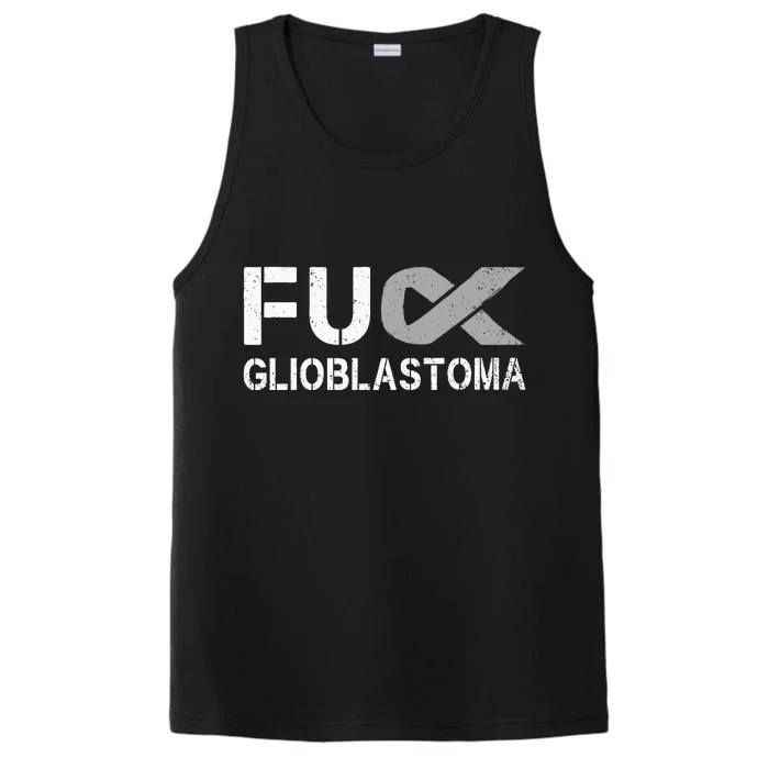 Fuck Glioblastoma Fu Cancer Awareness Ribbon Warrior Fighter Performance Tank