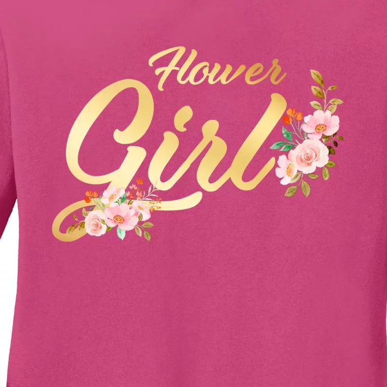 Flower Girl Floral Cute Wedding Ladies Long Sleeve Shirt