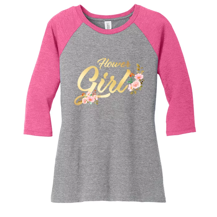 Flower Girl Floral Cute Wedding Women's Tri-Blend 3/4-Sleeve Raglan Shirt