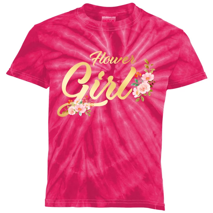 Flower Girl Floral Cute Wedding Kids Tie-Dye T-Shirt