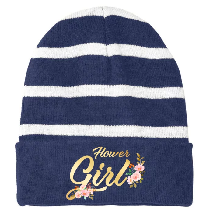 Flower Girl Floral Cute Wedding Striped Beanie with Solid Band