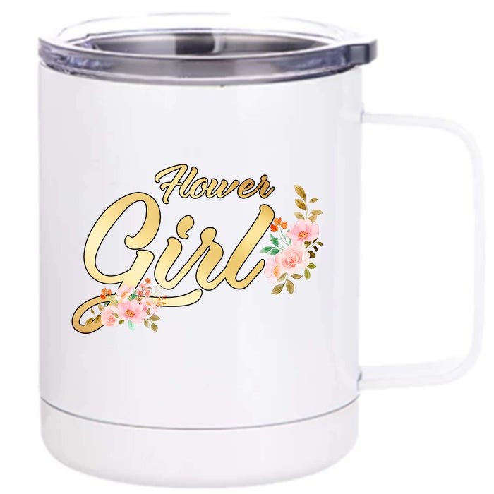 Flower Girl Floral Cute Wedding Front & Back 12oz Stainless Steel Tumbler Cup