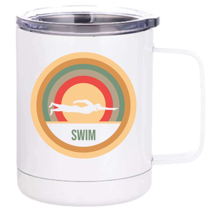 Funny Gift For Swimmers Retro Vintage Swimming Front & Back 12oz Stainless Steel Tumbler Cup