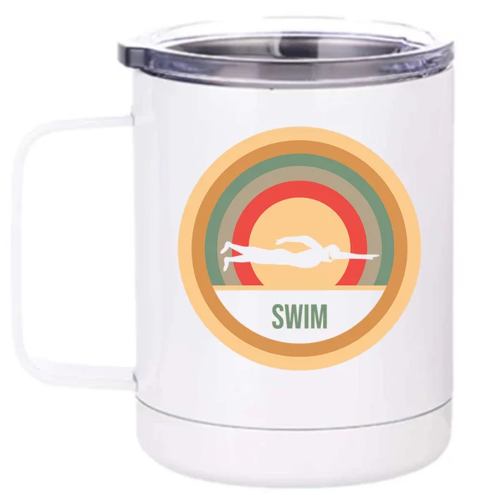 Funny Gift For Swimmers Retro Vintage Swimming Front & Back 12oz Stainless Steel Tumbler Cup