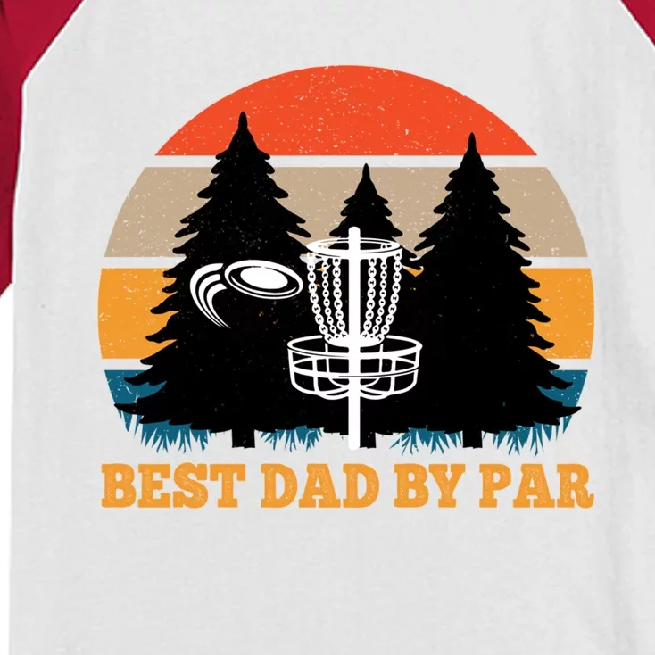 Frisbee Golf Fathers Day Funny Best Dad By Par Disc Golf Great Gift Kids Colorblock Raglan Jersey