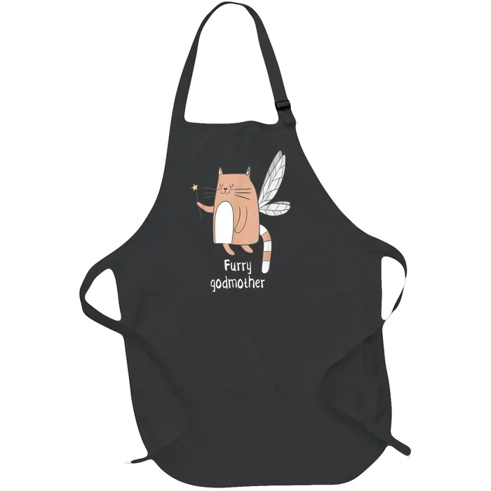 Furry Godmother Funny Cat Godmother Cute Cat Lover Full-Length Apron With Pocket