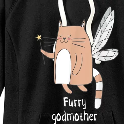 Furry Godmother Funny Cat Godmother Cute Cat Lover Women's Fleece Hoodie