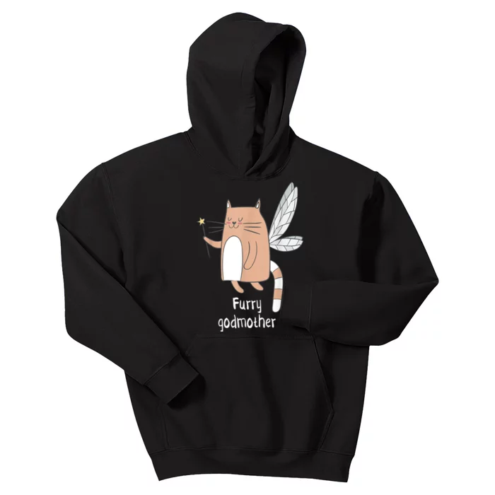 Furry Godmother Funny Cat Godmother Cute Cat Lover Kids Hoodie