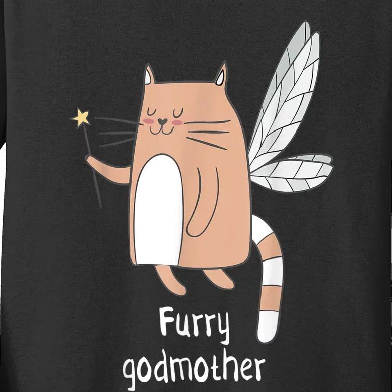 Furry Godmother Funny Cat Godmother Cute Cat Lover Kids Long Sleeve Shirt