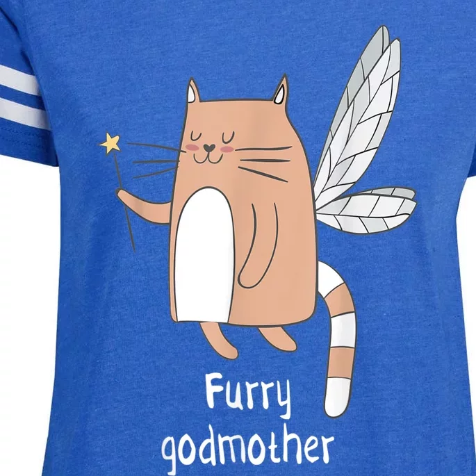 Furry Godmother Funny Cat Godmother Cute Cat Lover Enza Ladies Jersey Football T-Shirt