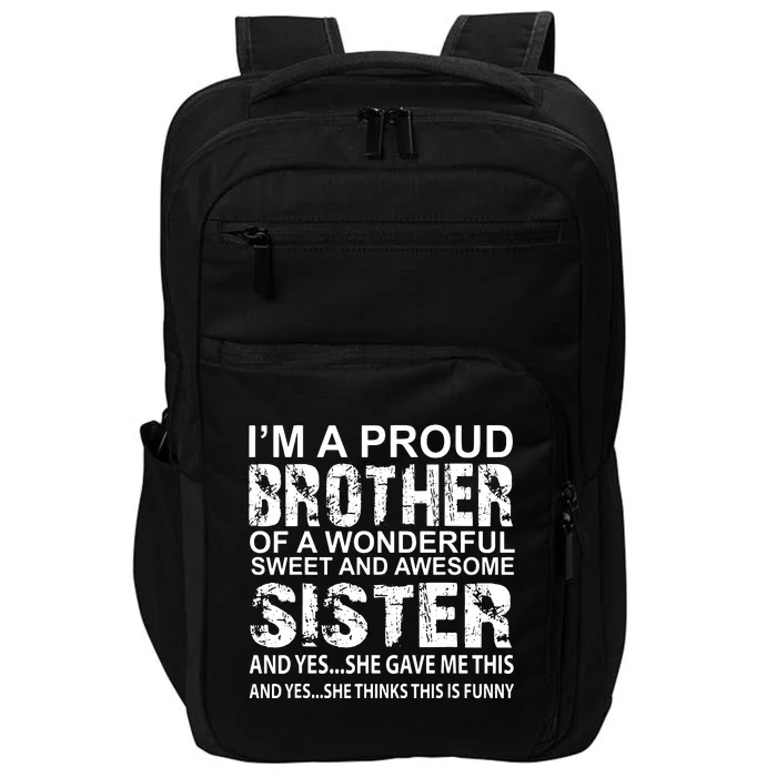 Funny Gift For Brother From Awesome Sister Birthday Xmas Impact Tech Backpack