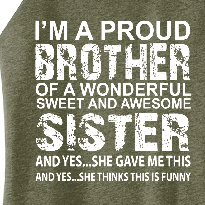 Funny Gift For Brother From Awesome Sister Birthday Xmas Women’s Perfect Tri Rocker Tank