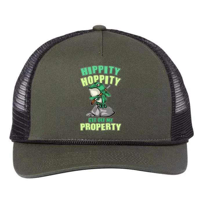 Funny Gun Frog Hippity Hoppity Get Off My Property Retro Rope Trucker Hat Cap