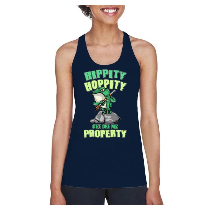 Funny Gun Frog Hippity Hoppity Get Off My Property Women's Racerback Tank