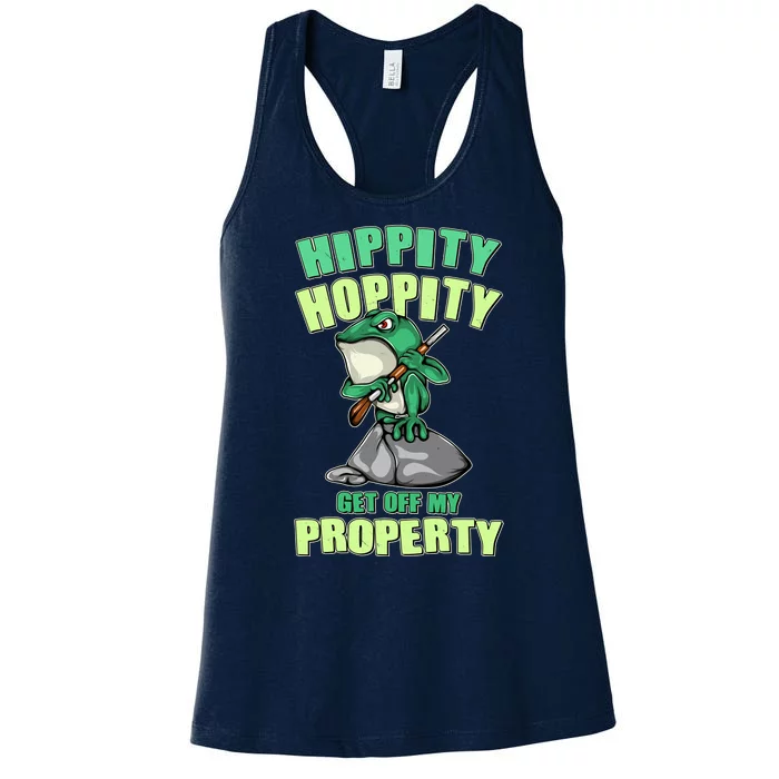 Funny Gun Frog Hippity Hoppity Get Off My Property Women's Racerback Tank