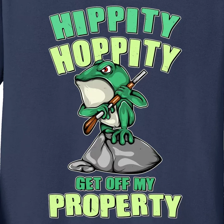 Funny Gun Frog Hippity Hoppity Get Off My Property Kids Long Sleeve Shirt