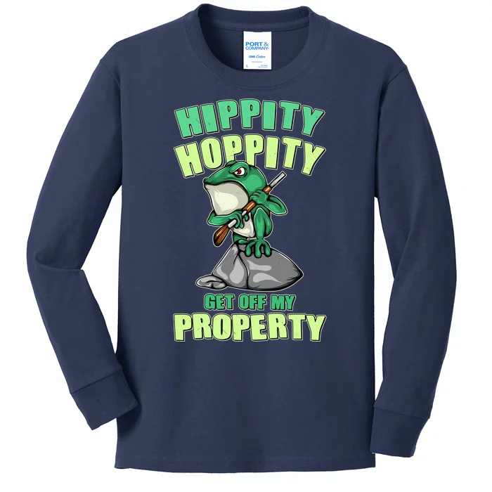 Funny Gun Frog Hippity Hoppity Get Off My Property Kids Long Sleeve Shirt