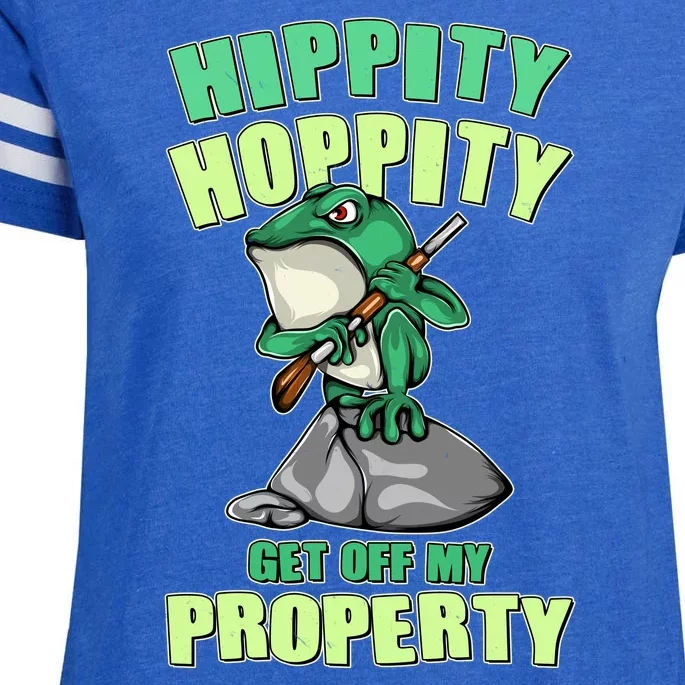 Funny Gun Frog Hippity Hoppity Get Off My Property Enza Ladies Jersey Football T-Shirt