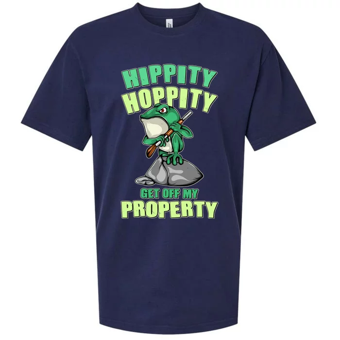 Funny Gun Frog Hippity Hoppity Get Off My Property Sueded Cloud Jersey T-Shirt