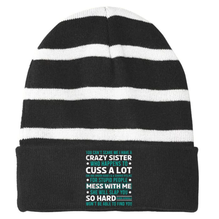 Funny Gift For Brother From Awesome Sister Birthday Striped Beanie with Solid Band