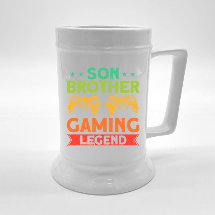 Funny Gamer Family Son Brother Gaming Legend Brother Gaming Gift Front & Back Beer Stein