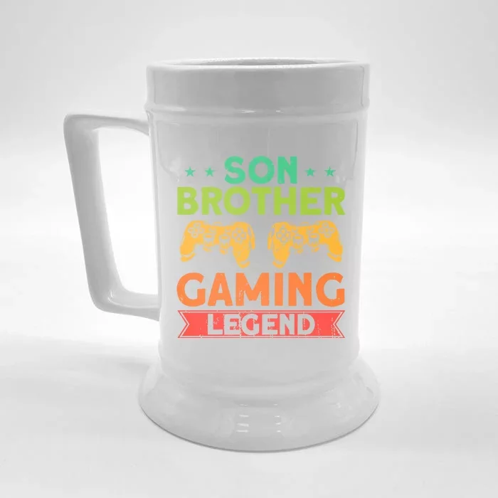 Funny Gamer Family Son Brother Gaming Legend Brother Gaming Gift Front & Back Beer Stein