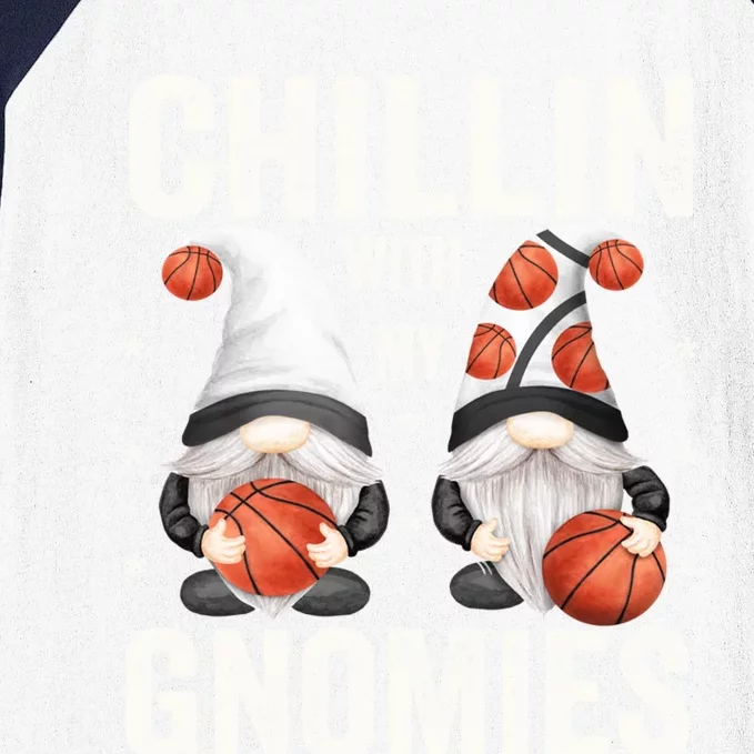 Funny Gnome For Basketball Lovers Chillin With My Gnomies Gift Baseball Sleeve Shirt