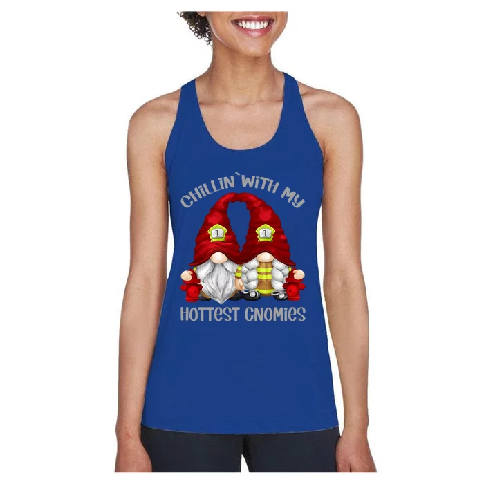 Firefighter Gnome For Fire Chillin With My Gnomies Funny Gift Women's Racerback Tank