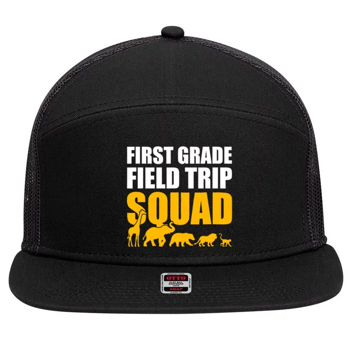 First Grade Field Trip Squad 1st Grade Zoo Crew Safari 7 Panel Mesh Trucker Snapback Hat