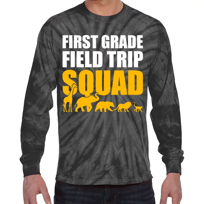 First Grade Field Trip Squad 1st Grade Zoo Crew Safari Tie-Dye Long Sleeve Shirt