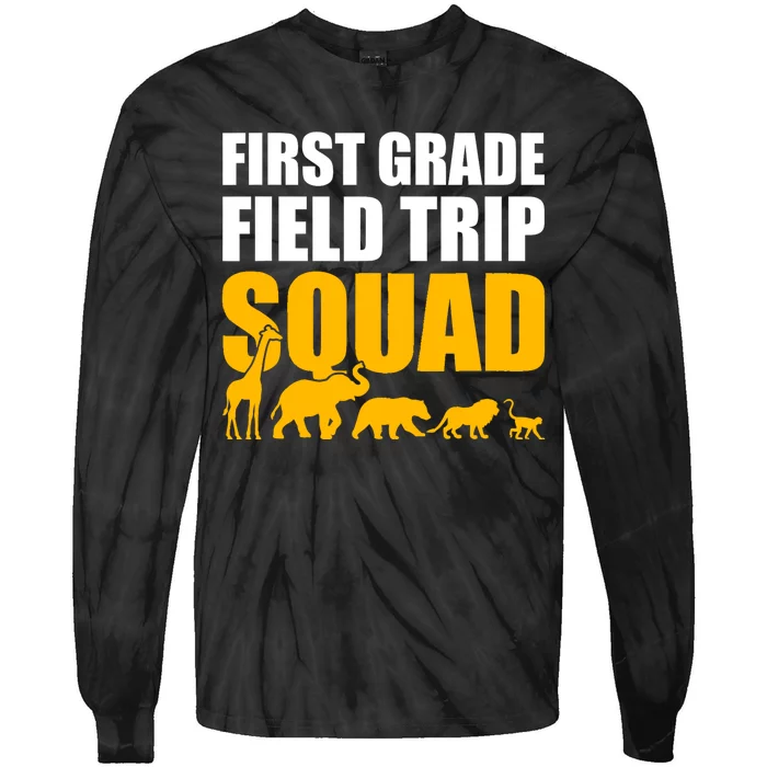 First Grade Field Trip Squad 1st Grade Zoo Crew Safari Tie-Dye Long Sleeve Shirt