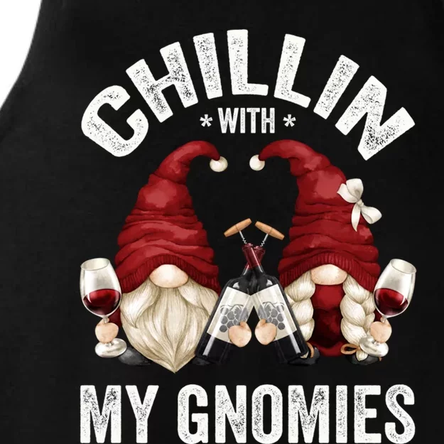 Funny Gnome For Wine Lover Who Loves Chillin With My Gnomies Great Gift Ladies Tri-Blend Wicking Tank