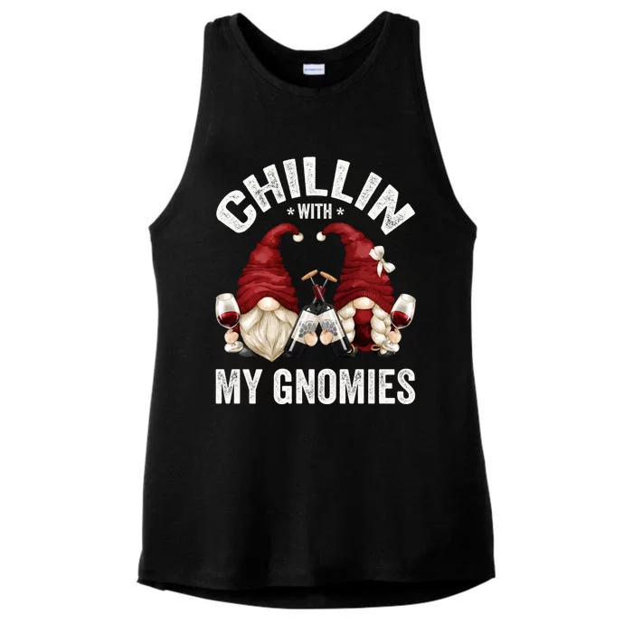 Funny Gnome For Wine Lover Who Loves Chillin With My Gnomies Great Gift Ladies Tri-Blend Wicking Tank