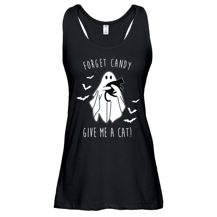 Funny Ghost Forget Candy Give Me A Cat Halloween Ladies Essential Flowy Tank