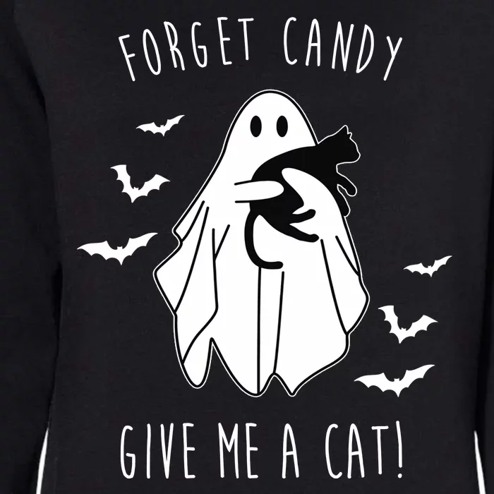 Funny Ghost Forget Candy Give Me A Cat Halloween Womens California Wash Sweatshirt