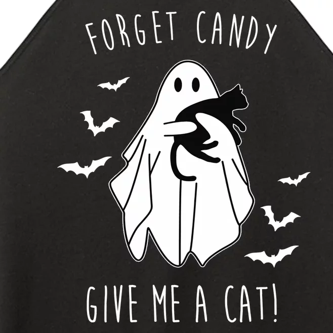 Funny Ghost Forget Candy Give Me A Cat Halloween Women’s Perfect Tri Rocker Tank