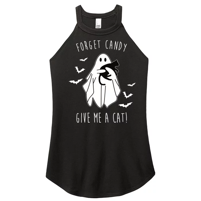 Funny Ghost Forget Candy Give Me A Cat Halloween Women’s Perfect Tri Rocker Tank