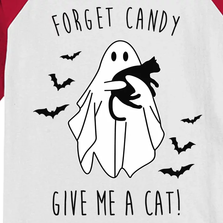 Funny Ghost Forget Candy Give Me A Cat Halloween Kids Colorblock Raglan Jersey