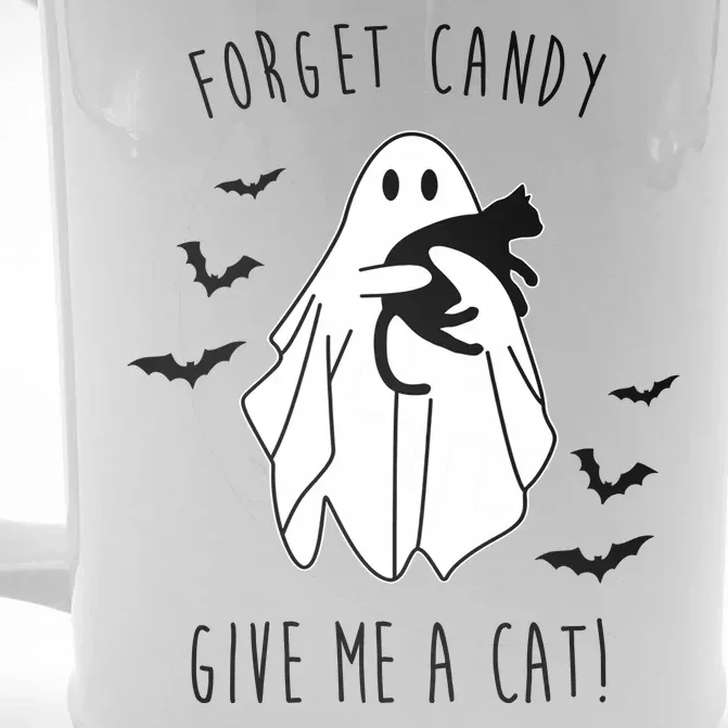 Funny Ghost Forget Candy Give Me A Cat Halloween Front & Back Beer Stein