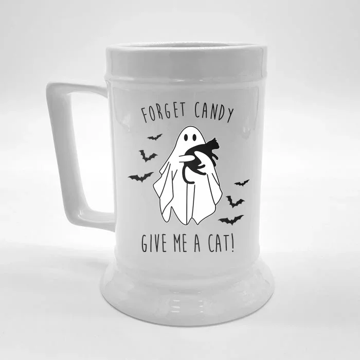 Funny Ghost Forget Candy Give Me A Cat Halloween Front & Back Beer Stein