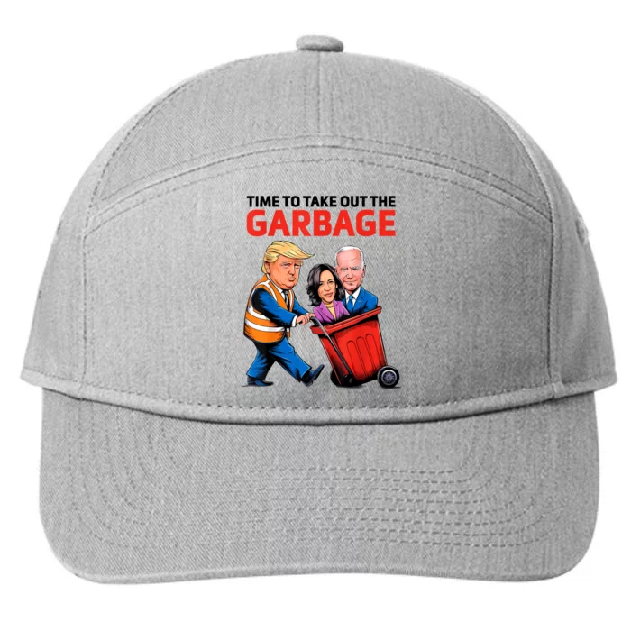 Funny Garbage For Trump 2024 Time To Take Out The Garbage 7-Panel Snapback Hat