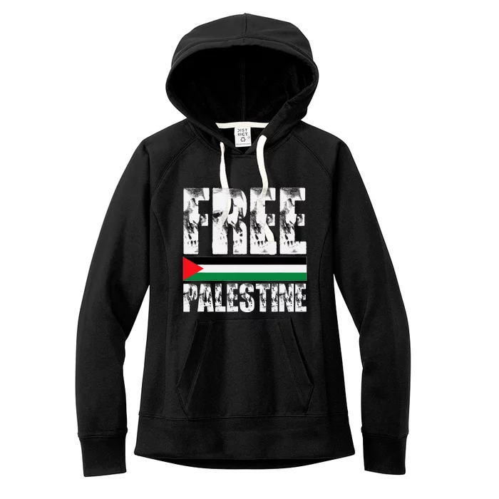 Free Gaza Free Palestine Flag Arabic Human Rights Vintage Women's Fleece Hoodie