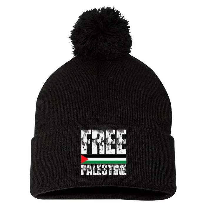 Free Gaza Free Palestine Flag Arabic Human Rights Vintage Pom Pom 12in Knit Beanie